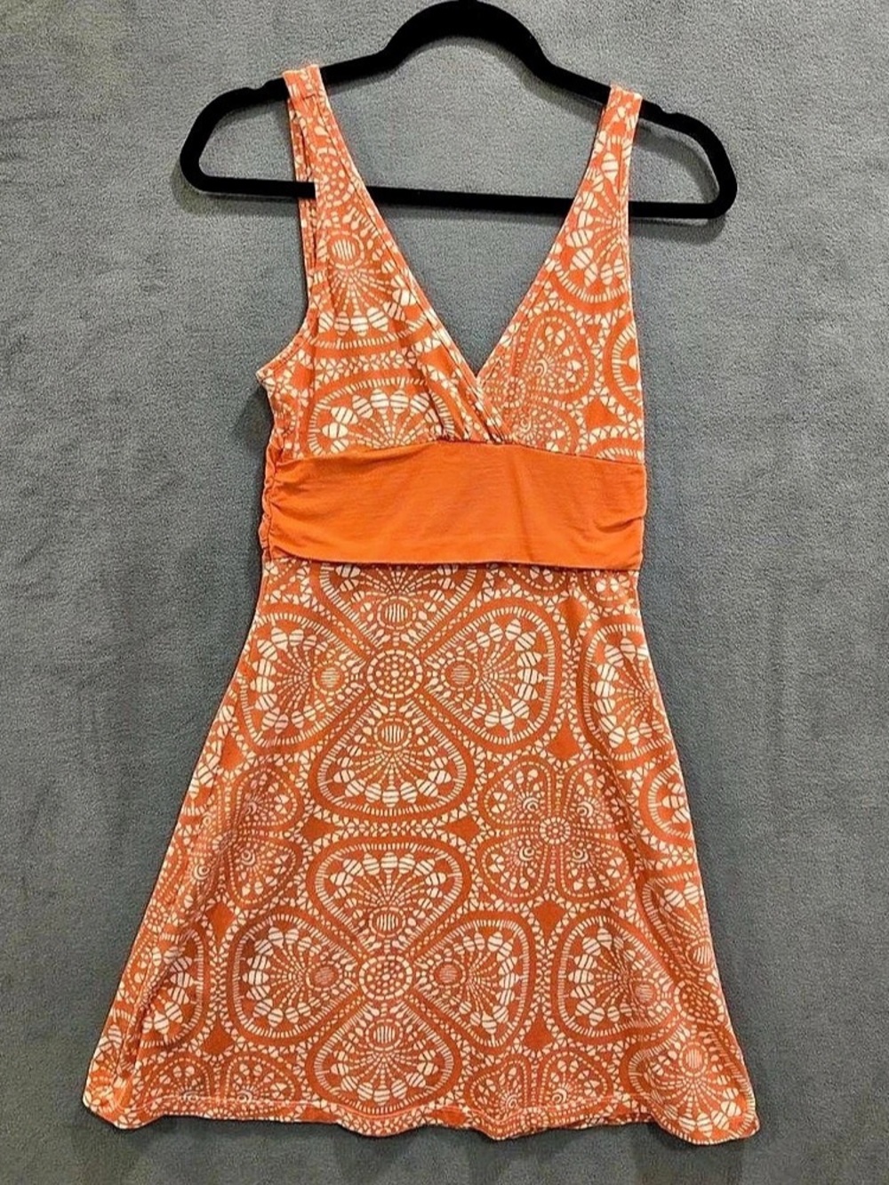 Patagonia Margot Dress Mini Orange & White Small